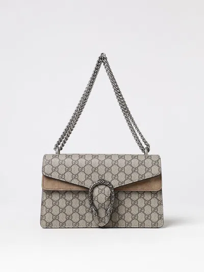 Gucci Dionysus Gg Supreme Fabric And Suede Shoulder Bag In Nude