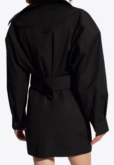 Jacquemus Asymmetric-neck Shirt Minidress In Black