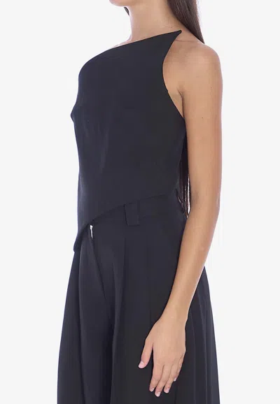 Alexander Wang Asymmetric Strapless Wool Top In Black