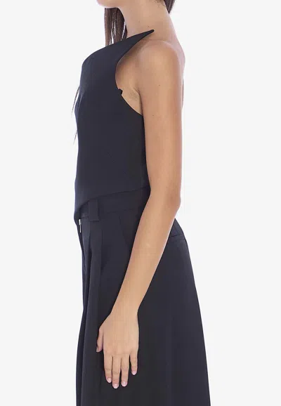 Alexander Wang Asymmetric Strapless Wool Top In Black
