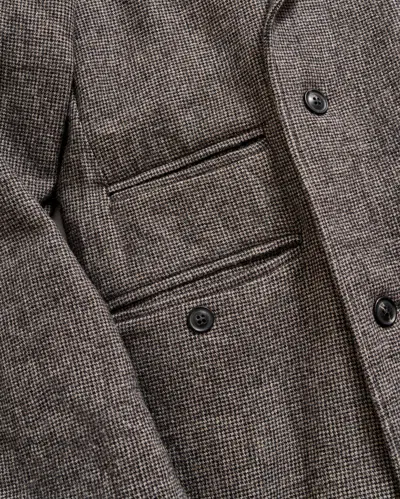 Billy Reid Micro Houndstooth Officers Coat In Black/multi