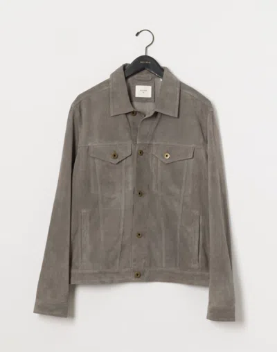 Billy Reid Suede Tupelo Trucker Jacket In Dark Metal