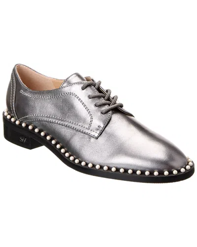Stuart Weitzman Kiran Pearl Leather Oxford In Silver