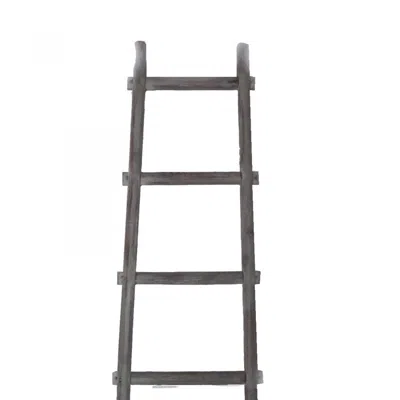 Furnizzeme Transitional Style Wooden Decor Ladder With 5 Steps, Gray