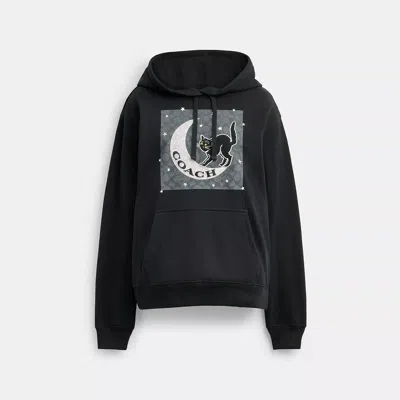 Coach Outlet Halloween Black Cat Moon Signature Square Hoodie In Black