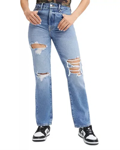 Good American Good Boy 28 Distressed Straight Leg Jeans In I244 In Multi