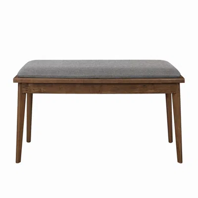 Furnizzeme Fabric Upholstered Wooden Bench With Chamfered Legs, Gray And Brown