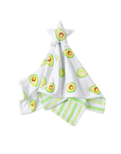 Malabar Baby Cotton Muslin Lovey Security Blanket With Plush Toy In Avocado (avocado + Lime Green Stripe)