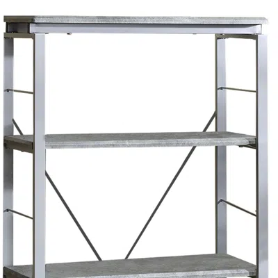 Furnizzeme Industrial Bookshelf With 4 Shelves And Open Metal Frame, Silver And Gray