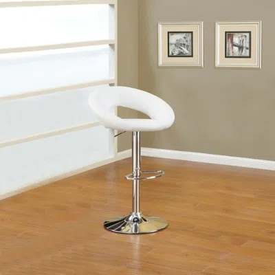 Furnizzeme Metal Base Bar Stool With Faux Leather Seat White & Silver Set Of 2