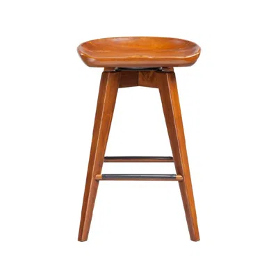 Furnizzeme Contoured Seat Wooden Swivel Counter Stool With Angled Legs, Walnut Brown