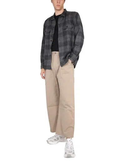 Universal Works Buttoned Plaid Shirt In Grey