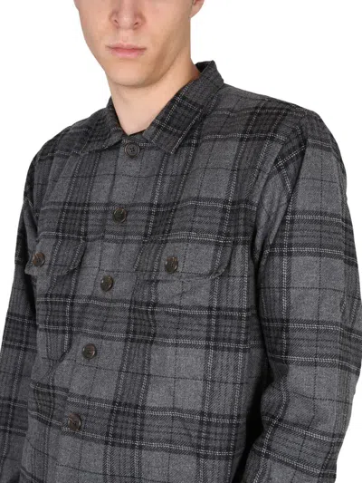 Universal Works Buttoned Plaid Shirt In Grey