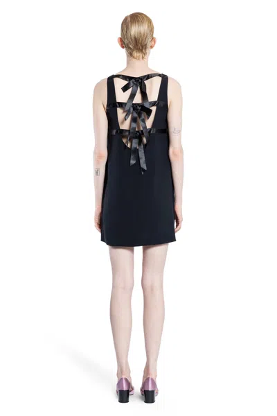 Prada Triangle-logo Mini Dress In Black