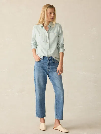 Faherty Legend Sweater Shirt In Jadeite Twill In Jadeite Twill