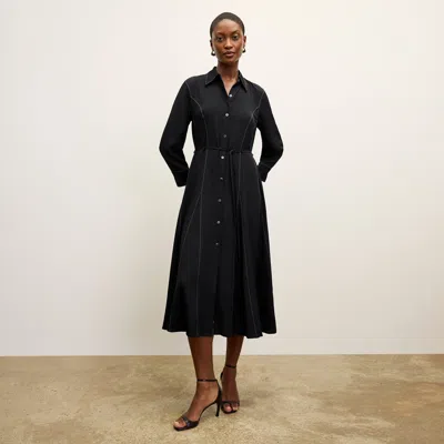 M.m.lafleur The Pepper Dress - Washable Silk Top Stitch In Black With Topstitch