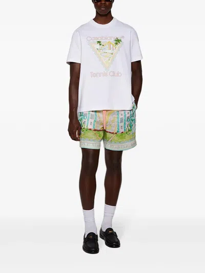 Casablanca Linen Shorts With Printed Graphic Design