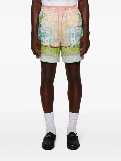 Casablanca Linen Shorts With Printed Graphic Design