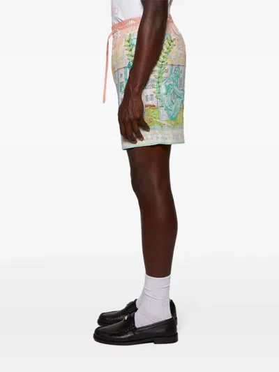 Casablanca Linen Shorts With Printed Graphic Design