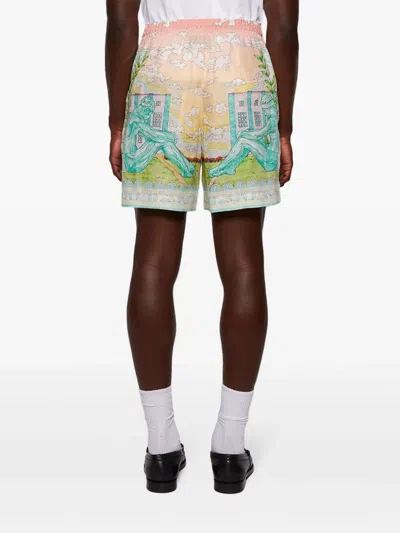 Casablanca Linen Shorts With Printed Graphic Design