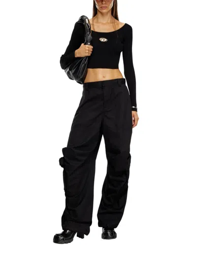 Diesel Red Top Cropped M-vera-ls In Black