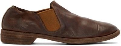 Guidi Brown Leather Distressed Loafers In Cv85t / Brown