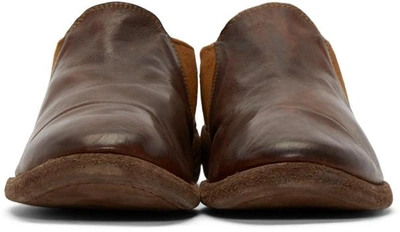 Shop Guidi Brown Leather Distressed Loafers In Cv85t / Brown
