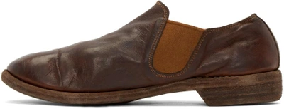 Shop Guidi Brown Leather Distressed Loafers In Cv85t / Brown