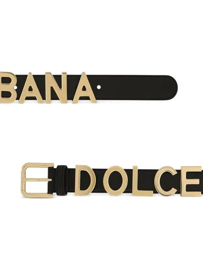 Dolce & Gabbana Cintura Con Placca Logo In Black
