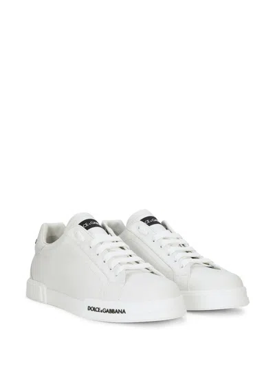 Dolce & Gabbana Leather Sneakers With Lateral Logo Patch