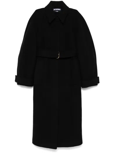 Jacquemus Le Manteau Bari Wool Belt Coat In Black