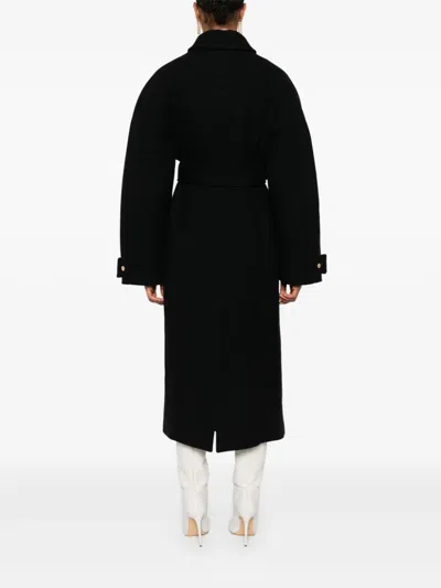 Jacquemus Le Manteau Bari Wool Belt Coat In Black