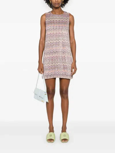 Shop Missoni Minidress In Zigzag Fabric With Sequins