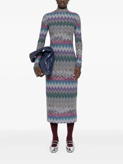 Shop Missoni Midi Dress With Zigzag Pattern