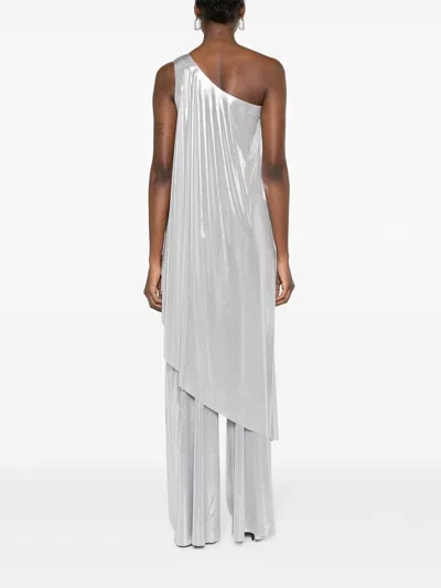Norma Kamali One Shoulder Draped Metallic Tunic