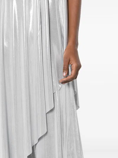 Norma Kamali One Shoulder Draped Metallic Tunic