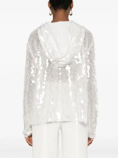 Shop Norma Kamali Hooded Sweatshirt Decorated With Sequins