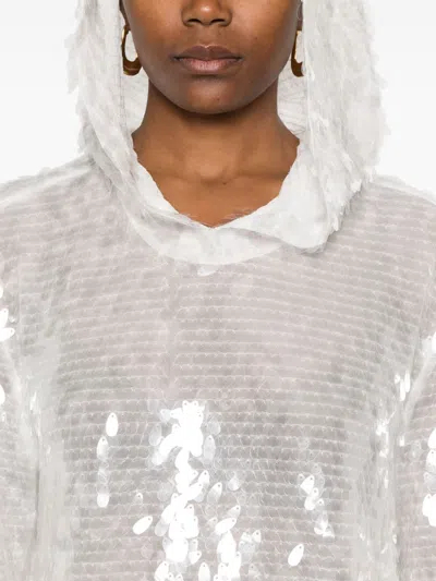 Shop Norma Kamali Hooded Sweatshirt Decorated With Sequins