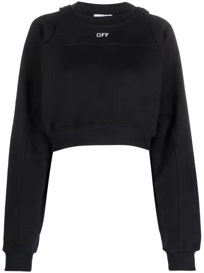 Shop Off-white Off White Cropped Sweatshirt With Print