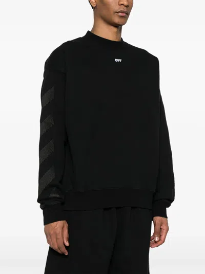 Off-white Logo Printed Crewneck Sweatshirt In Black
