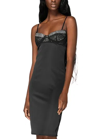 Oseree Oséree Black Stretch Satin Dress