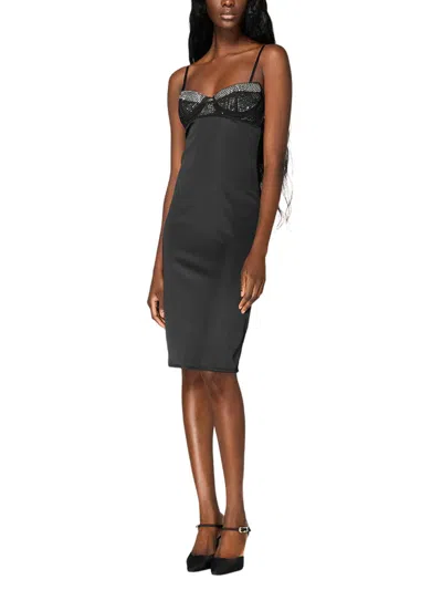 Oseree Oséree Black Stretch Satin Dress