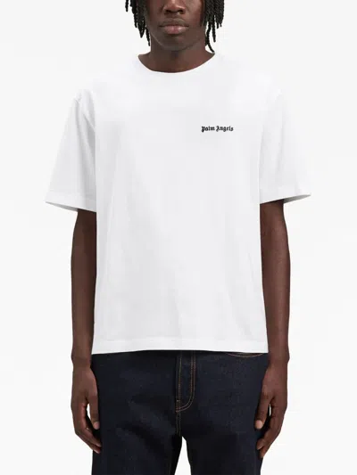 Palm Angels Embroidered-logo Crew-neck T-shirt In White