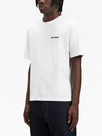 Palm Angels Embroidered-logo Crew-neck T-shirt In White