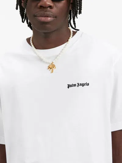 Palm Angels Embroidered-logo Crew-neck T-shirt In White