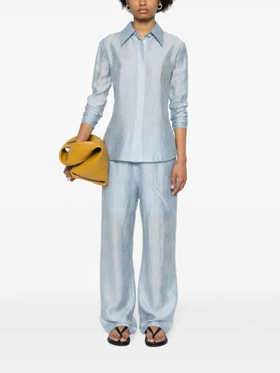 Rodebjer Carmen Floral-embroidered Shirt In Blue