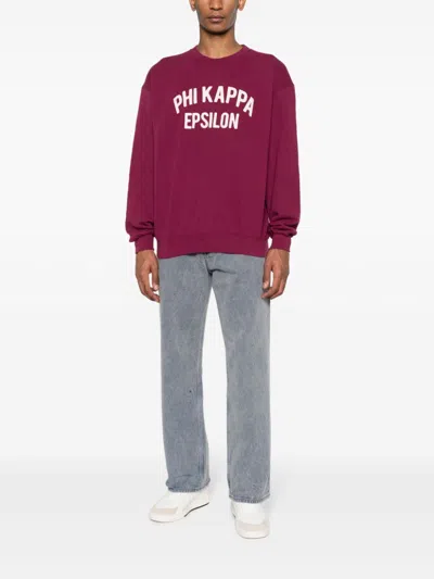 Wild Donkey Logo-patch Drop-shoulder Sweatshirt In Burgundy