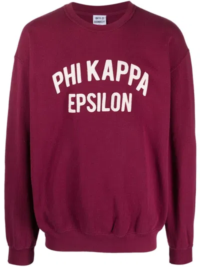 Wild Donkey Logo-patch Drop-shoulder Sweatshirt In Burgundy