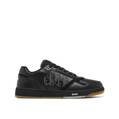 Shop Dior Oblique Leather Sneakers Men In Black