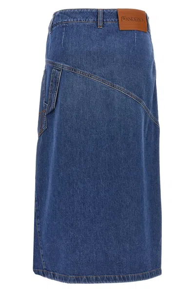 Jw Anderson Jwanchor Twisted Midi Skirt In Blue